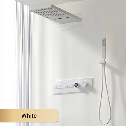 Luxury intelligent digital display brass shower system Black wall mounted design Dual control of cold & hot Hidden bathroom Tap