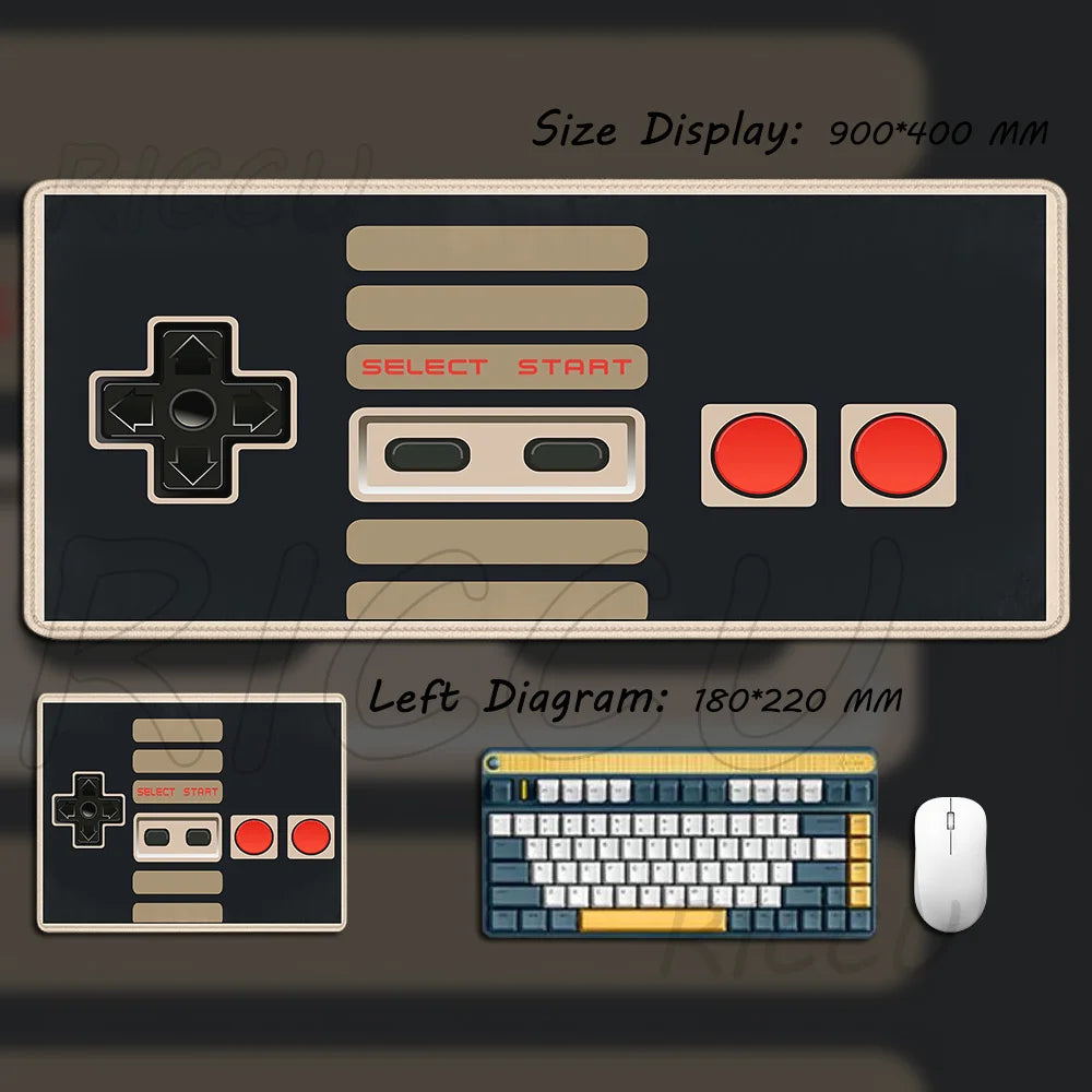 Retro Game Controller Mouse Pad Large Gamer Mat HD Anti-Slip Rubber XXL Desk Mat Office Computer Lock Edge Mousepad Gaming Rug
