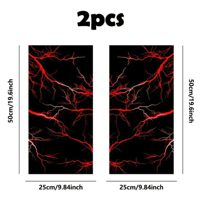 2-Piece bold red lightning wave vinyl car decal easy to stick on glass and metal surfaces