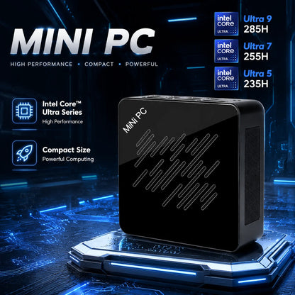 SZBOX Intel Core Ultra 9 285H ES Mini PC Gaming Computer DDR5 PCIe 4.0 SSD Dual LAN WiFi 6E BT5.3 HDMI 2.1 Mini Computer