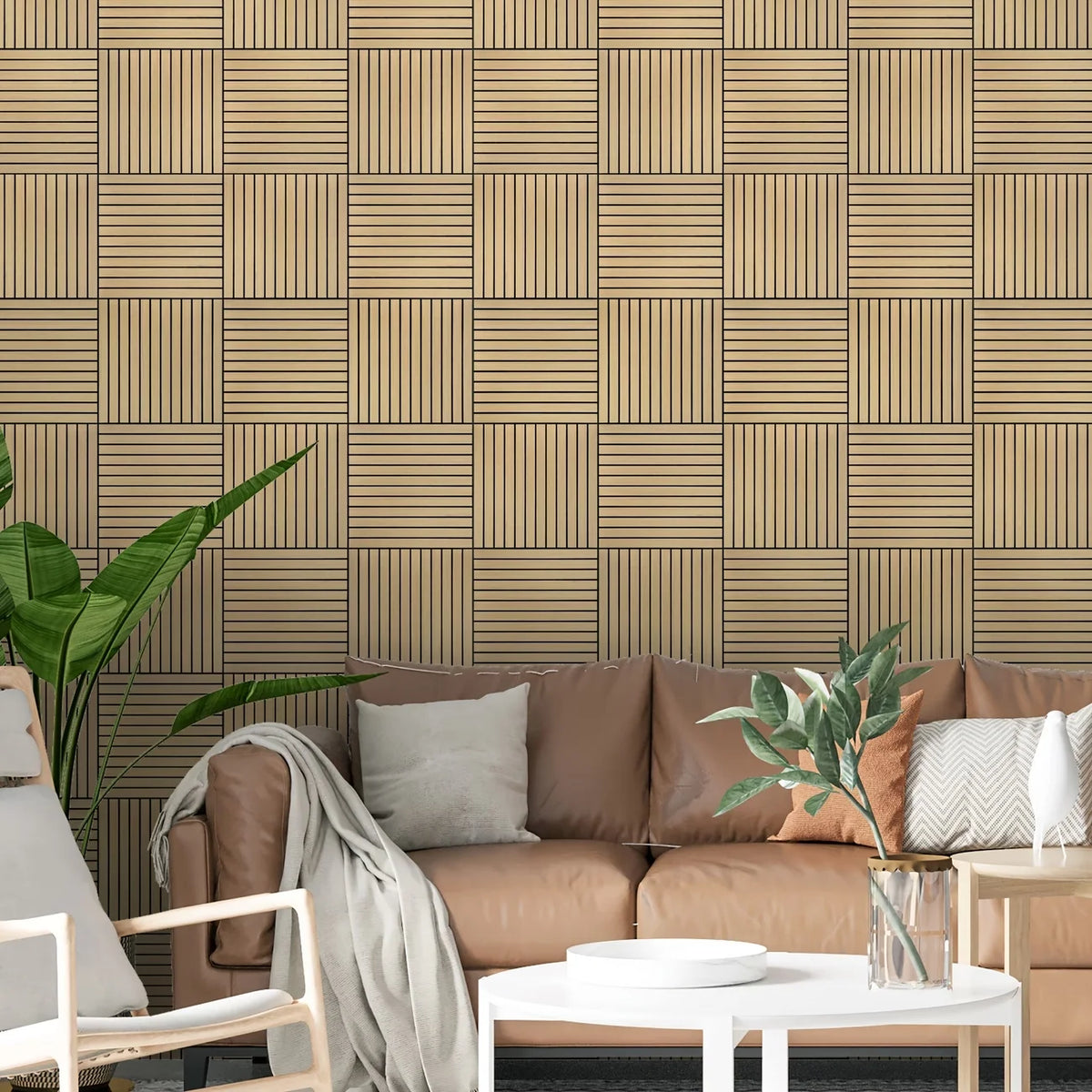10pcs 30x30cm Peel and Stick Wood Slat Wall Panels| Decorative wall panels, self adhesive, living room, bedroom, not real wood