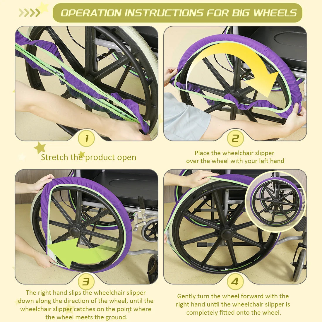 Ehucon Wear-Resistant Wheelchair Slippers Wheelchair Accessories Tire Cover to Protect Floor Carpet,Multiple Sizes Wheel Cover