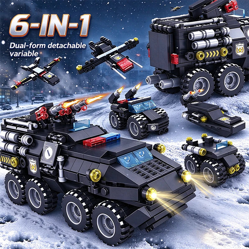Urban SWAT Armored Vehicle Building Blocks Military Tank Police Car Construction Set Boys DIY Toys Christmas Birthday Gift