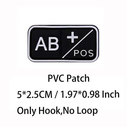 Small Patch with Hook,PVC Blood Type A B AB O POS NEG Emblemen,Patches Military Tactical Badges on Backpack,Outdoor Equipment