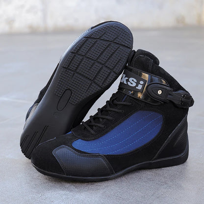 Men's Classic Motorcycle Boots Lightweight Breathable Motocross Racing Karting Shoes Motorcyclist Go-Kart Footwear
