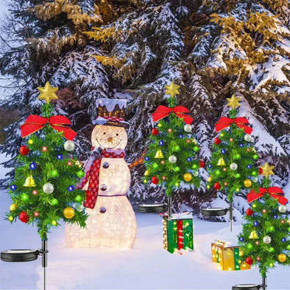 Christmas Solar Tree Light Outdoor Decorations Garden Stake Lighted Yard LED Solar Stakes Trees for Pathway Lawn Patio Ornament