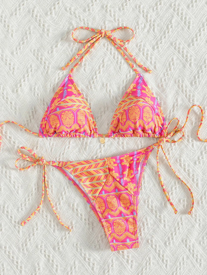 "2026 New Triangle Bikini Set - Floral Print Push Up Swimsuit & Brazilian Bottoms"