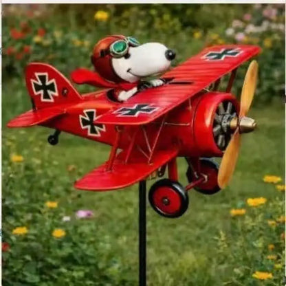 Snoopy Garden Windmill Ornament Metal Lawn Yard Decoration Outdoor Rotating Figurine for Patio Courtyard Landscape Decor