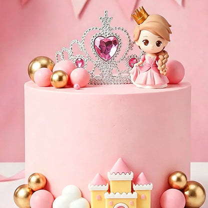 1SET Princess Castle Crown Cake Topper Princess Happy Birthday Cake Decorations Baby Shower Party Pavors