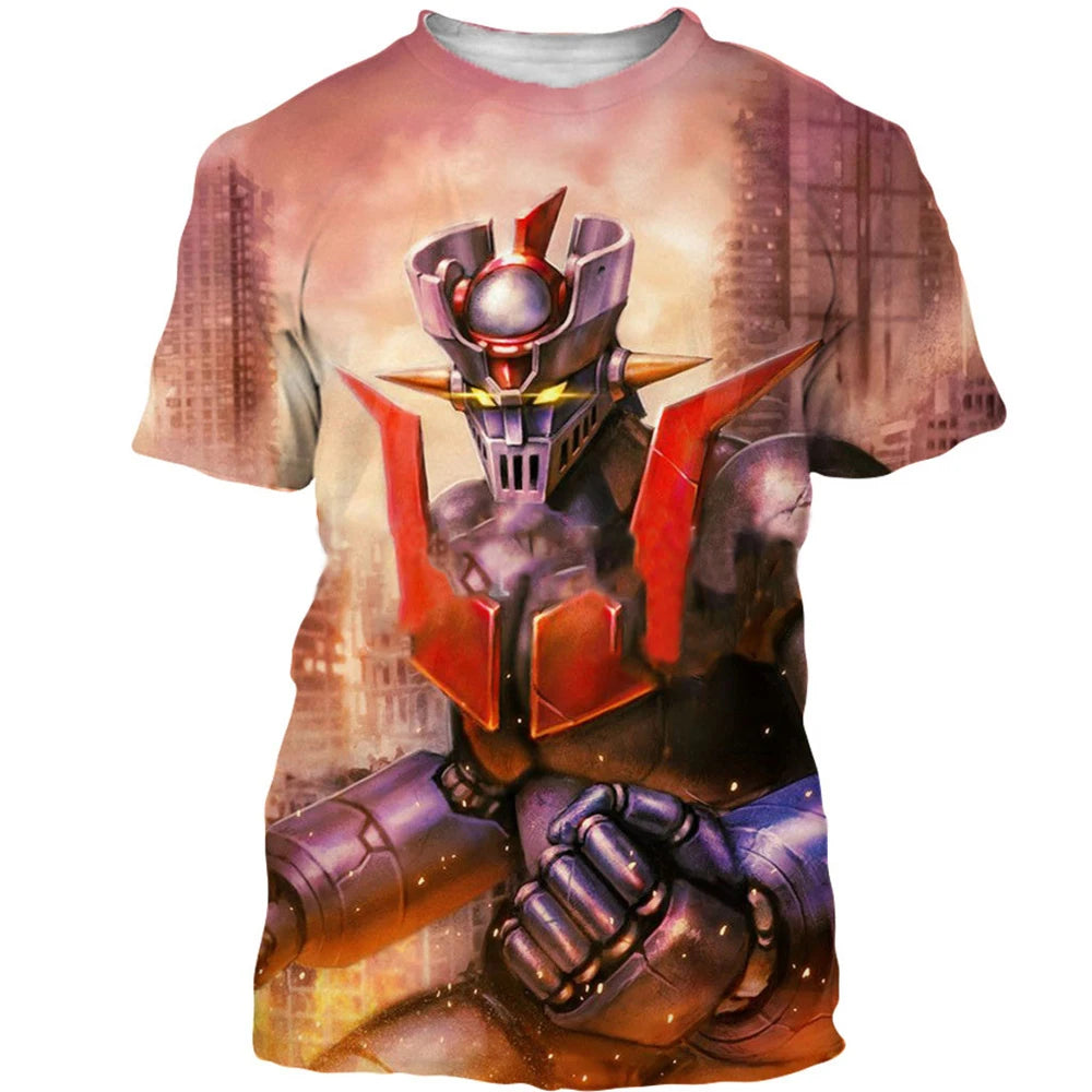 Mazinger Z T-Shirts Anime Robot 3D Print Men Women Short Sleeve T Shirts Oversized Streetwear Harajuku Tops Tees Man Clothing