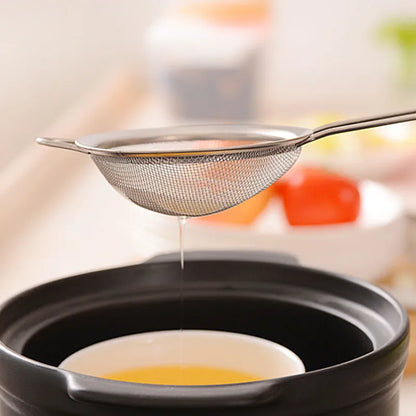 3pcs Stainless Steel Fine Mesh Strainer With Sturdy Handle And Hook, Colander Sifter For Juice Soy Milk, Kitchen Tools