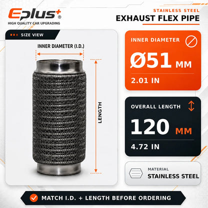 Universal Automotive Chain Link Mesh Exhaust Hose Stainless Steel Braided Flexible Bellows for Car Exhaust System Replacement
