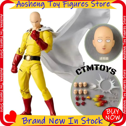 Hot One Punch Man Saitama Amazing Yamaguchi Revoltech Saitama In Stock Anime Action Collection Figures Model Toys Gifts