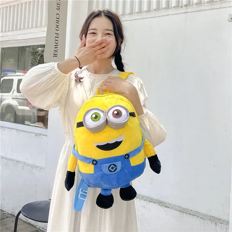 Minions movie anime merchandise cartoon cute plush dolls figurines student storage schoolbag kawaii unisex backpack wholesale
