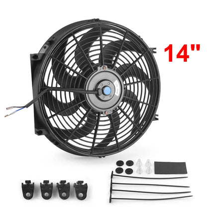 Universal 7/10/12/14 Inch 12V 80W 2100RPM Car Air Conditioning Electronic Radiator Cooling Fan Blade Electric Cool Mounting Kit