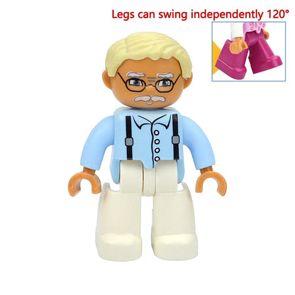 Figures Dolls Big Size Building Blocks Family Action Workers Doctor Police Farmer Compatible Large Bricks Duploes Kid Toys