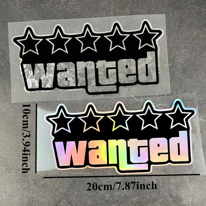 Pentagram Wanted Motorcycle Stickers Waterproof DIY Motorbike Fuel Tank Helmet Box Car Window Trunk Body Durable Vinyl Decals