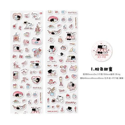 Journal GO 6.5x200cm Kitten Life Diary Tape Sticker Decorative Collage Adhesive DIY Scrapbooking Masking Tape Lovely Cat Sticker
