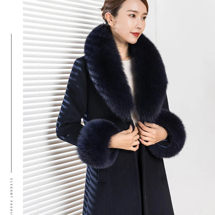Real Fox Fur Collar Cuff Set Female Natural Fur Collar Women Coat Decoration Thick Fur Shawls And Wraps Neck Warm Long Scarves