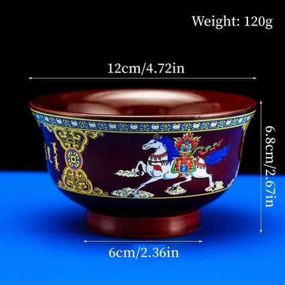 Tibetan-Style Solid Wood Dark-Colored Tsampa Bowl,Auspicious Wooden Butter Tea Bowls,Handicraft Holy Water Bowl Buddhist Item