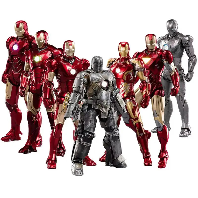Original Avengers ZD Toy Light version Iron Man Mark3 MK6 Action Figure MK1-7 LED MK85 Suit-up Gantry Adult Collectible Toys
