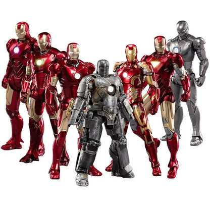 Original Avengers ZD Toy Light version Iron Man Mark3 MK6 Action Figure MK1-7 LED MK85 Suit-up Gantry Adult Collectible Toys