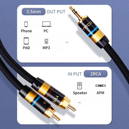 RCA Cable HiFi Stereo 3.5mm to 2RCA Audio Cable for Amplifier Mobile Phone Computer Desktop Audio AUX RCA Jack 3.5 Y Splitter