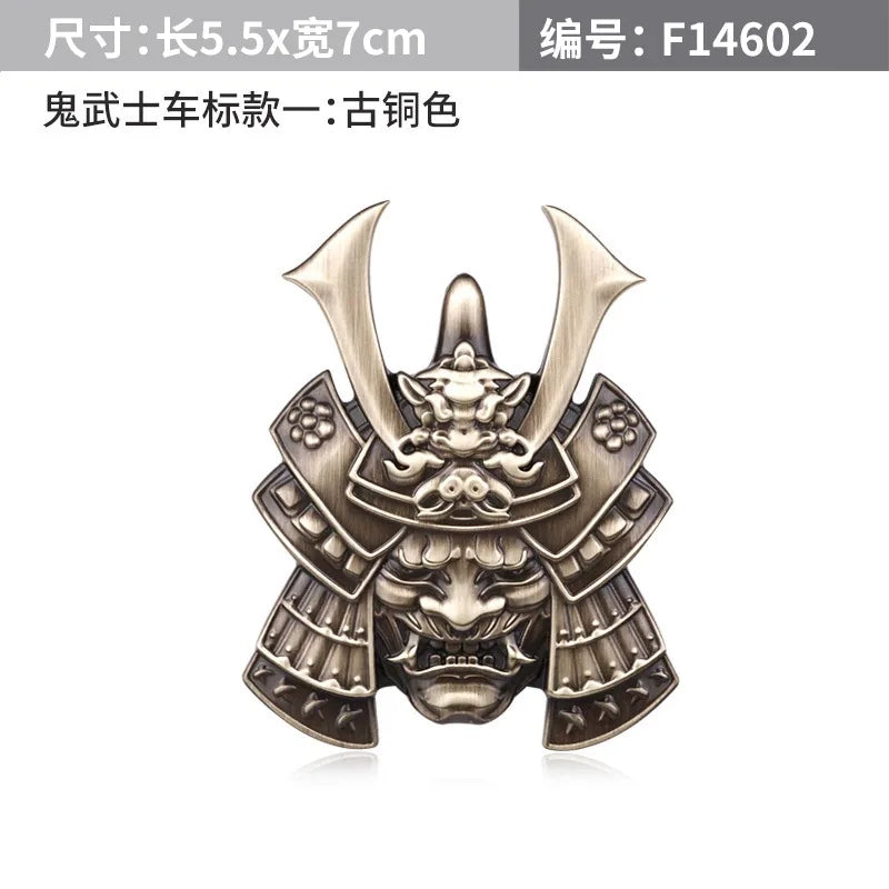 Japanese Samurai Hannya Metal Car Stickers Emblem Hot Badge Skull Style Pranjna Gunmetal Trunk Auto Motorcycle Accessories
