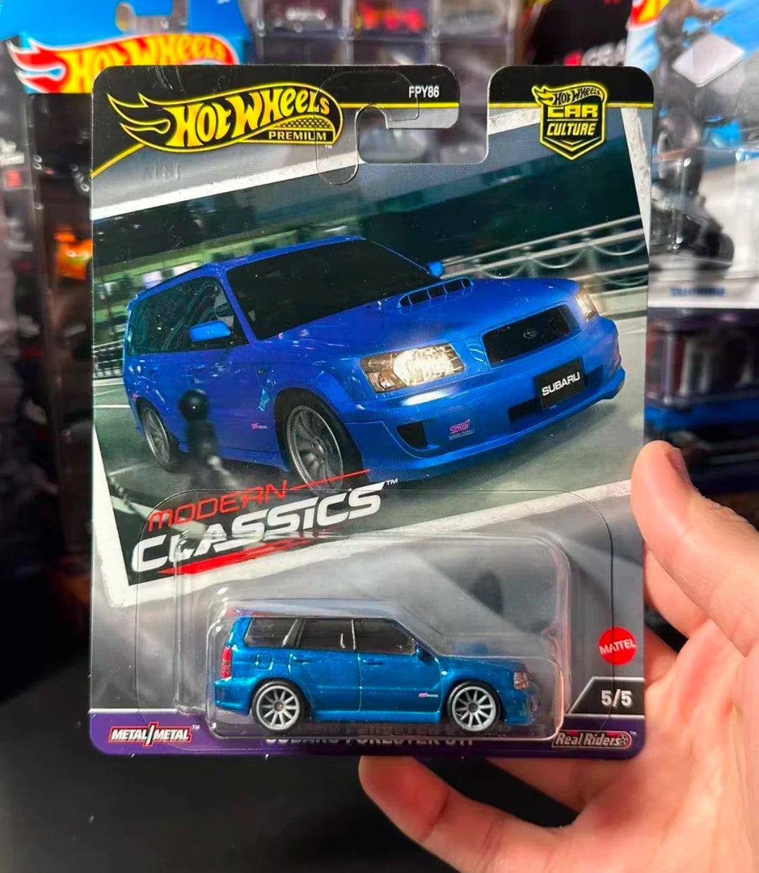 Hot Wheels Premium Car Culture Modern Classics Subaru Forester Sti Vehicle With Real Riders Tires 1:64 Model Car Toy Boy Gifts