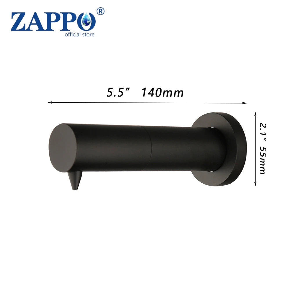 ZAPPO Black Sensor Soap Dispenser 500ML Automatic Kitchen & Bathroom Liquid Soap Lotion Dispenser Stainless Steel Wall Mounted