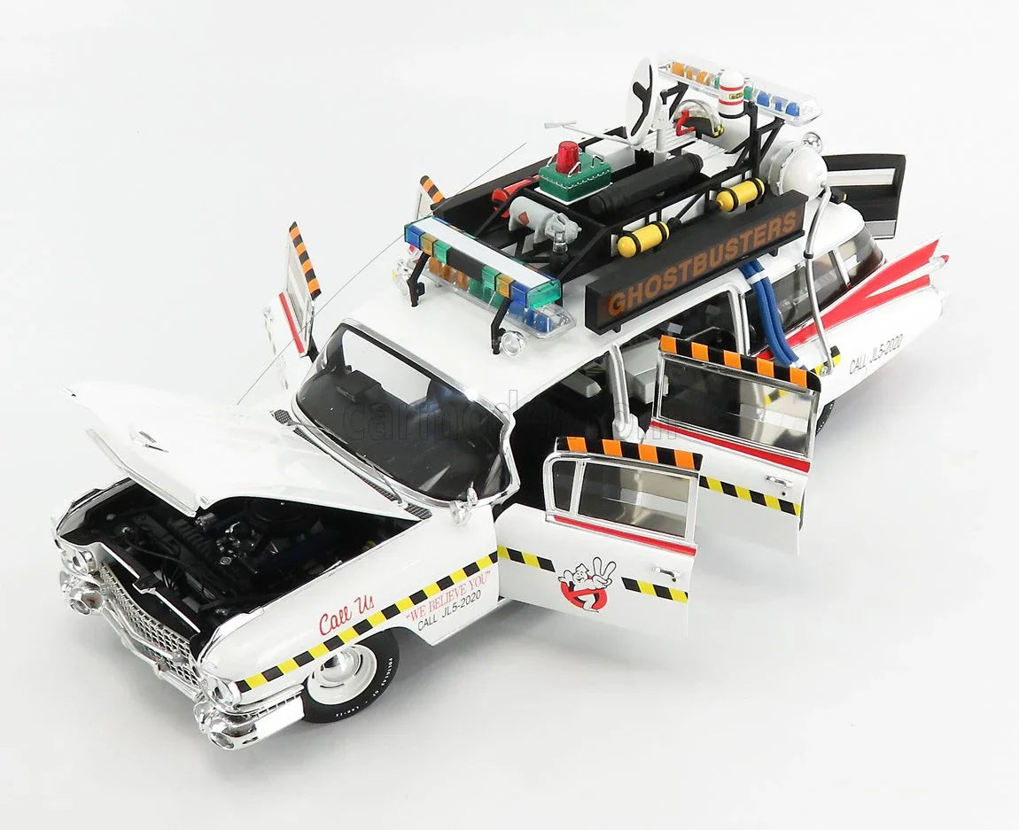 1:18 Ghostbusters ECTO-1A Ghost Car Fine Alloy die-cast miniature simulation car model, adult decoration, boy toys, adult gift