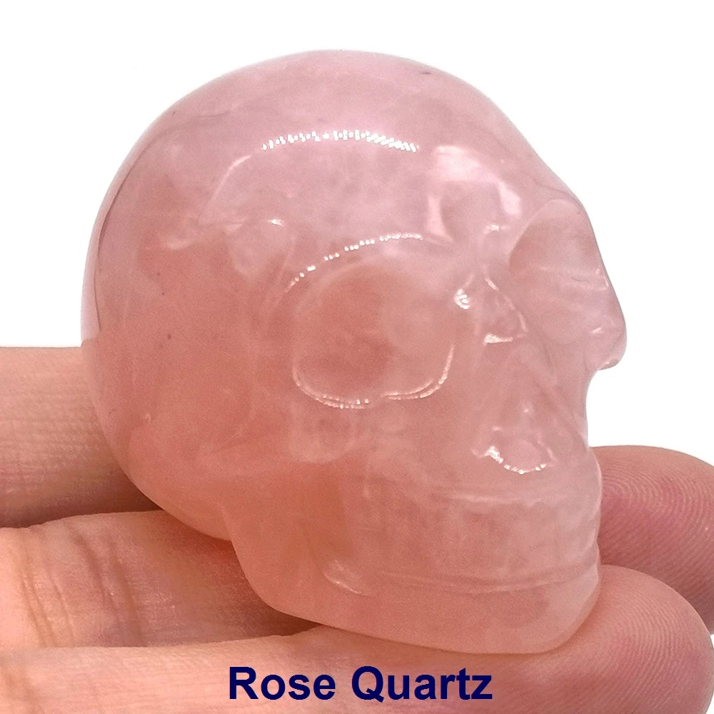 Wholesale 1.5" Natural Stones Crystal Skull Statue Amethyst Quartz Tiger Eye Carved Ore Mineral Crystals Figurine Home Decor