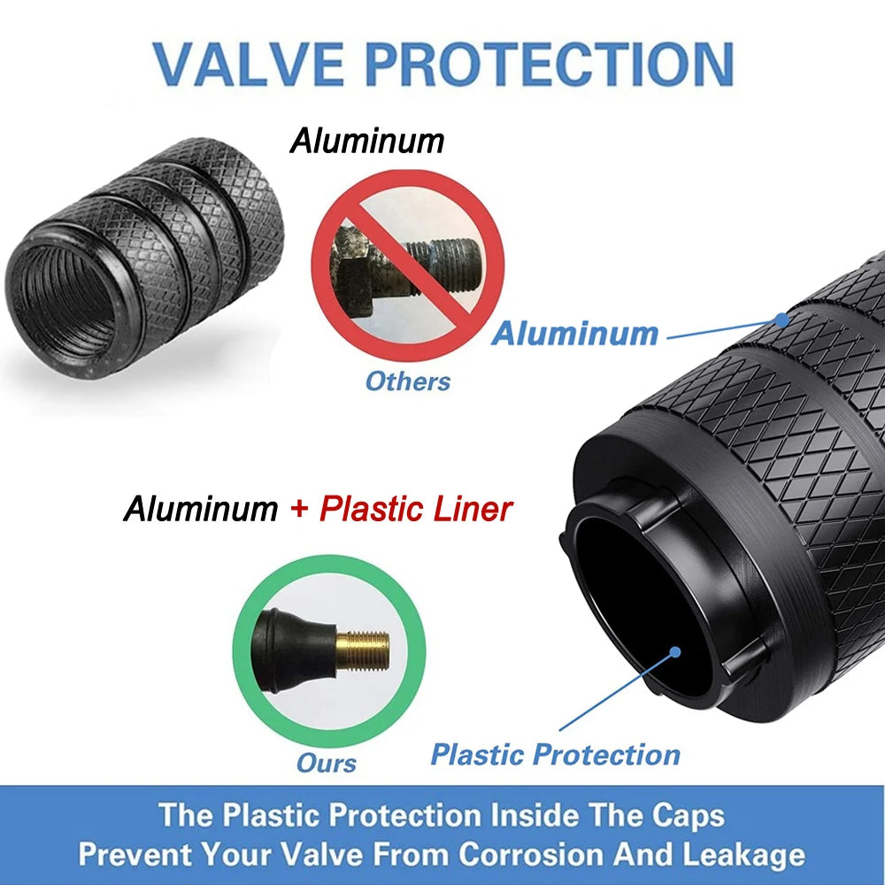 8PCS Tire Wheel Caps Metal Tyre Air Stem Dust Nipple Caps with Plastic Liner Corrosion Resistant Leak-Proof Cars and Motorcycles