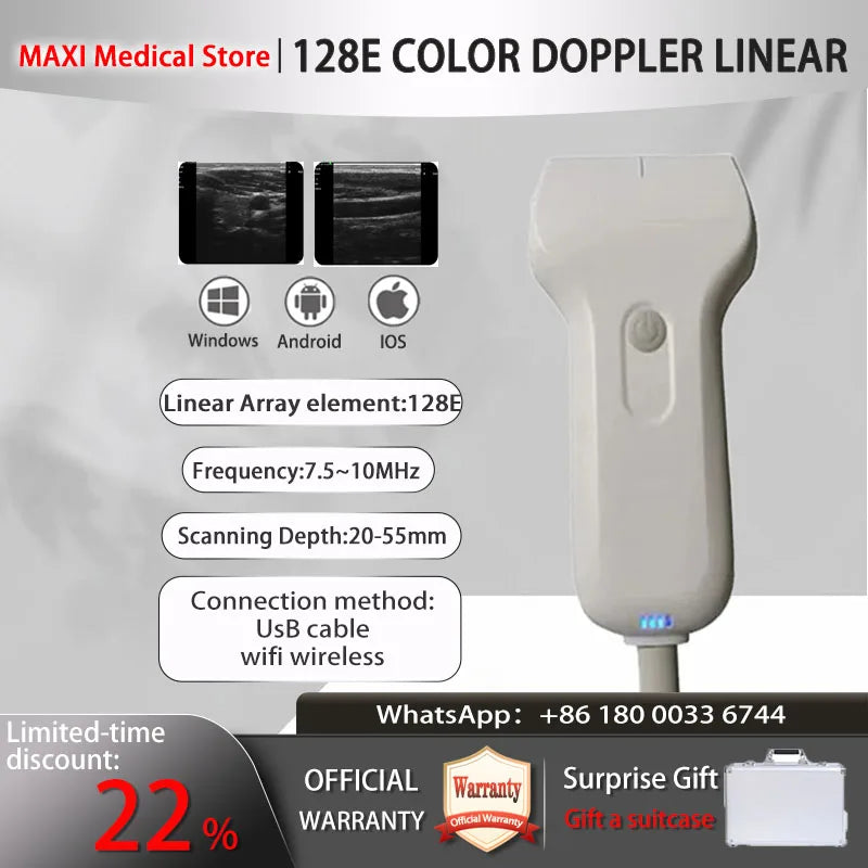 Portable WIFI Ultrasound Scanner Machine Wireless Ultrasound Probe Scanner Machine Support iOS Android Windows Free Suitcase