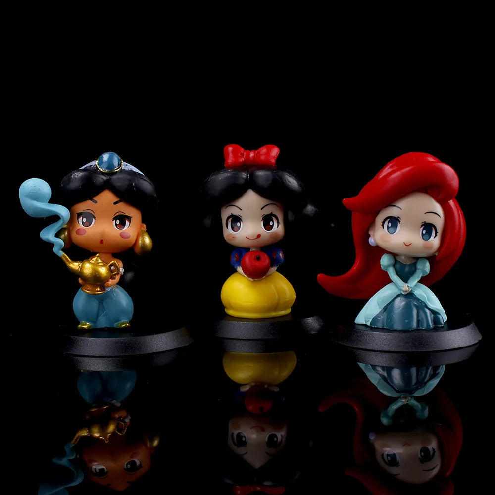 9Pcs/Set Cartoon Princess Mulan Aurora Cinderella Snow White Mermaid Rapunzel Bella PVC Action Figures Toys Christmas Gift