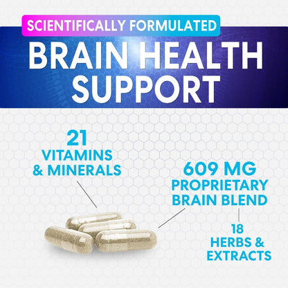 Brain Supplement-Promotes Brain Health, Enhances Focus, Memory and Mental, IQ, Improves Thinking Skills