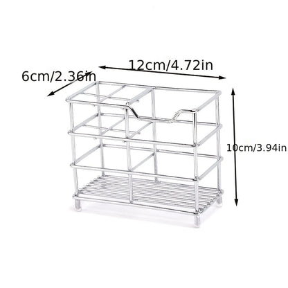 5-Slot Stainless Steel Toothbrush Holder - Space-Saving Freestanding Design, No Installation Required, Ideal for  Bathrooms