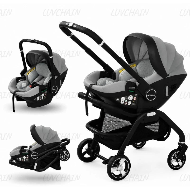 3-in-1 Baby Stroller, Baby Safety Seat, Newborn Sleeping Basket, Portable with 5 Color Choices Suitable for Ages 0-3