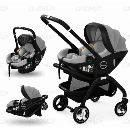 3-in-1 Baby Stroller, Baby Safety Seat, Newborn Sleeping Basket, Portable with 5 Color Choices Suitable for Ages 0-3