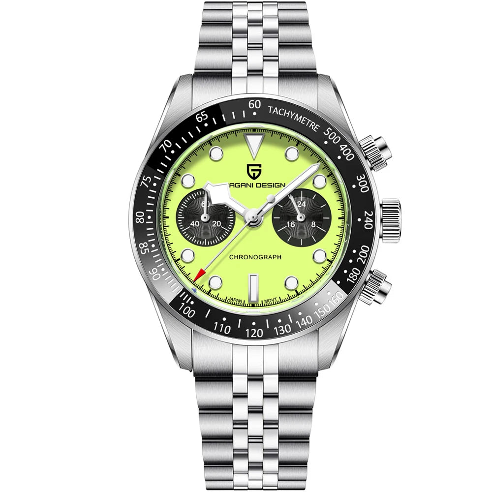 2026 New PAGANI DESIGN Panda Mens Watches Fluorescent Green Quartz Watch Men Speed Sports Chronograph Man AR Sapphire Waterproof