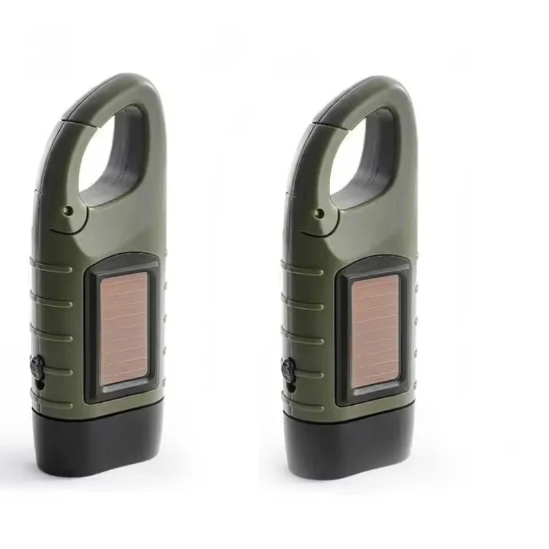 Outdoor LED Hand Pressing Dynamo Solar Crank Power Flashlight Torch Light Hand Press Crank Camping Lamp Light for Outdoor Home