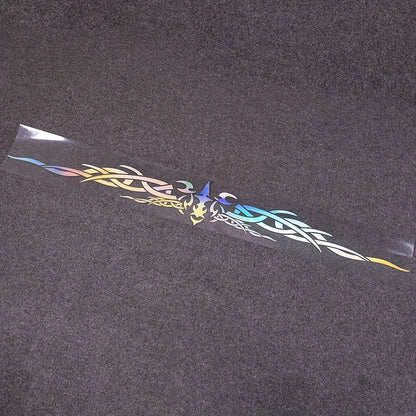 1PC Laser Reflective Wing Stripe Decal - 98.5x11.8cm Vinyl Sticker for Car Exterior (Cool Totem Design, Waterproof)