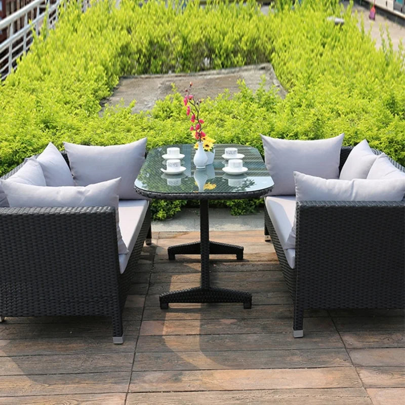 Outdoor Sofa Leisure Set, Garden Terrace Chair, Courtyard Balcony Double , -Woven Outdoor Imitation Rattan Sofa