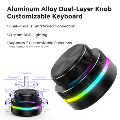 Dual-Layer Knob Wireless Custom Keyboard RGB Custom Control Volume Knob Multimedia Office Craphic Video Audio Editing Artwork