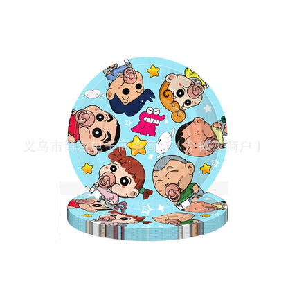 Crayon Shin-chan Birthday Party Disposable Paper plate Cake Topper Hanging Flag Crayon Shin-chan Balloon Birthday Decorations