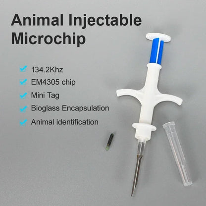 100Pack Animal EM4305 Microchip International Standard 134.2KHz FDX-B Pet Identification Chip Syringe Dog Microchip