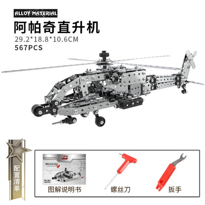3D Metal Building Block Fighter Aircraft Model Assembly Jigsaw Toy Alloy RC Engineering Vehicle Gift Adult Assembly