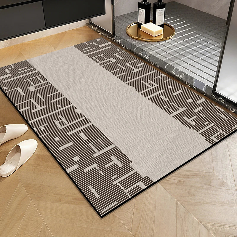 1 Elegant Style Diatomaceous Earth Material Machine Washable Rectangular Bathroom Mat, Absorbent Pad, and Entrance Door Mat