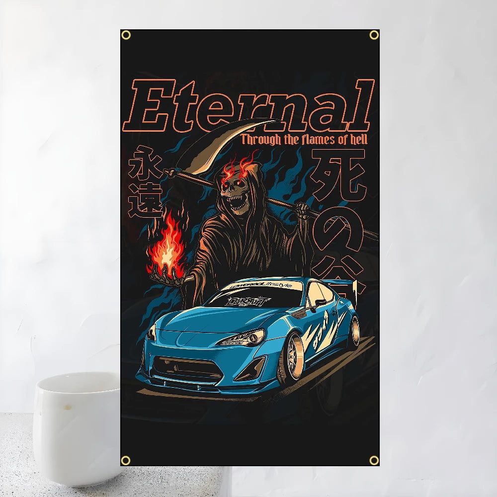 60x90cm 90x150cm Racing JDM Car Art Flag Polyester Printed Banner For Home Decoration
