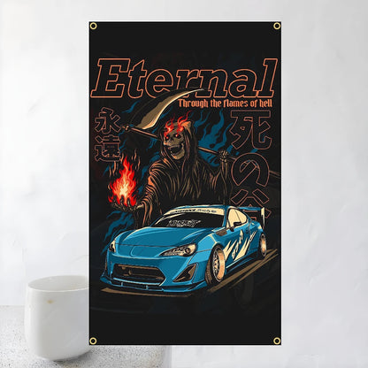 60x90cm 90x150cm Racing JDM Car Art Flag Polyester Printed Banner For Home Decoration